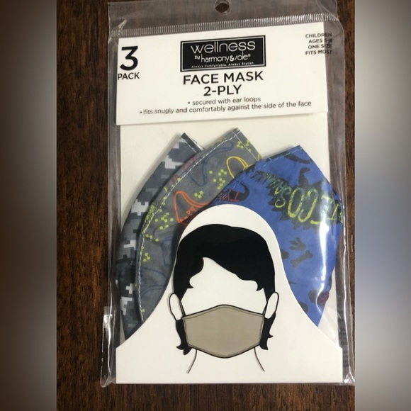 Children face’s mask 2ply games camo graphics secured ears loops . One size - Picture 1 of 2